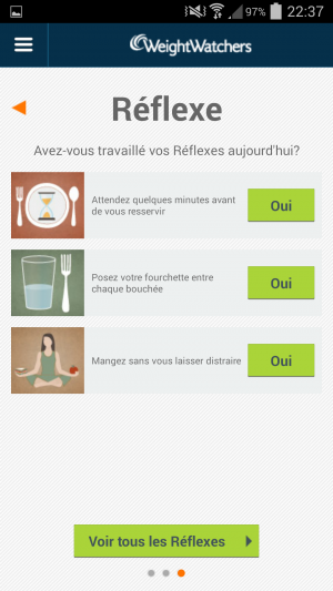 "Réflexes" sur l'application mobile